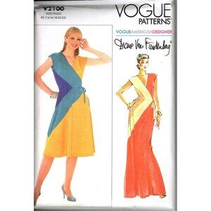 Vogue V2100 Misses 14 to 22 Diane Von Furstenberg 1980s Dress Sewing Pattern